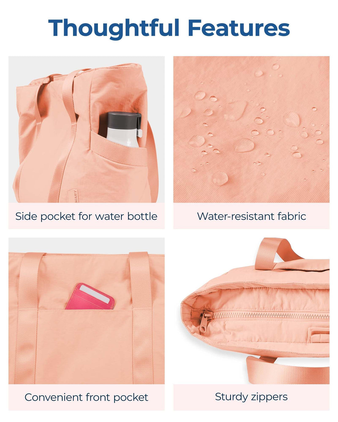 BAGSMART Tote Bag for Women with Zipper, Gym Tote with Compartments, Laptop Work Tote Nurse Dance Yoga Bag for Sport, Travel