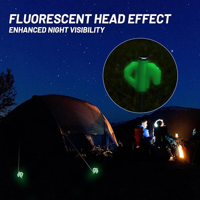 8pcs Heavy Duty Stakes,AVOFOREST in The Dark 8.66 Inch Tent Stakes Portable Camping Stakes for Camping Patio, Garden, Canopies, Grassland, Outdoor