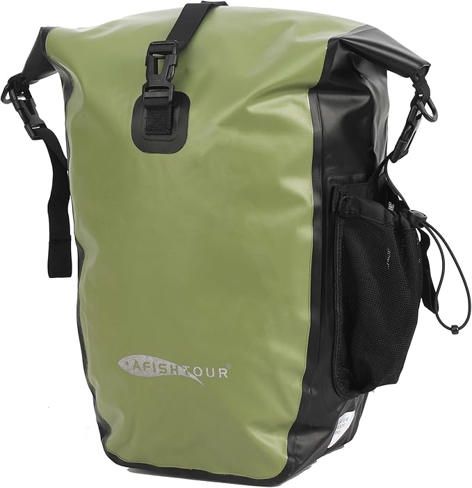 Waterproof Bike Panniers - 50L Saddle Bags for Bicycles Rear Rack - Bike Bag for Grocery, Laptop (Green, 1 Pair)