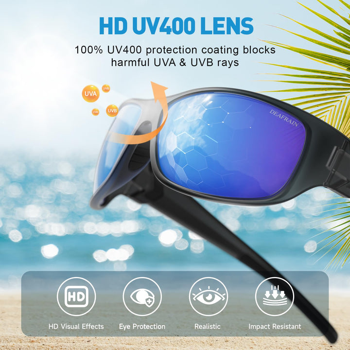 DEAFRAIN Polarized Sports Sunglasses for Men Women Sun Glasses Shades for Fishing Driving Cycling Running