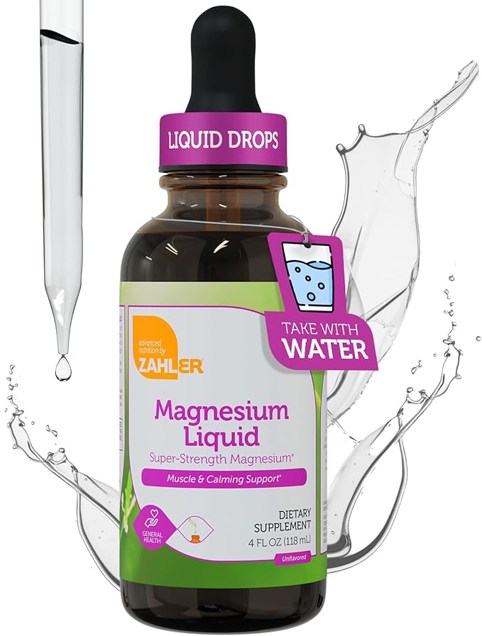 Zahler Liquid Magnesium Chloride Supplement Drops - Unflavored - Super Strength Muscle & Calming Support for Women and Men - Kosher Non-GMO Gluten Free Vegetarian Ionic Formula for Day/Night (4 fl oz)