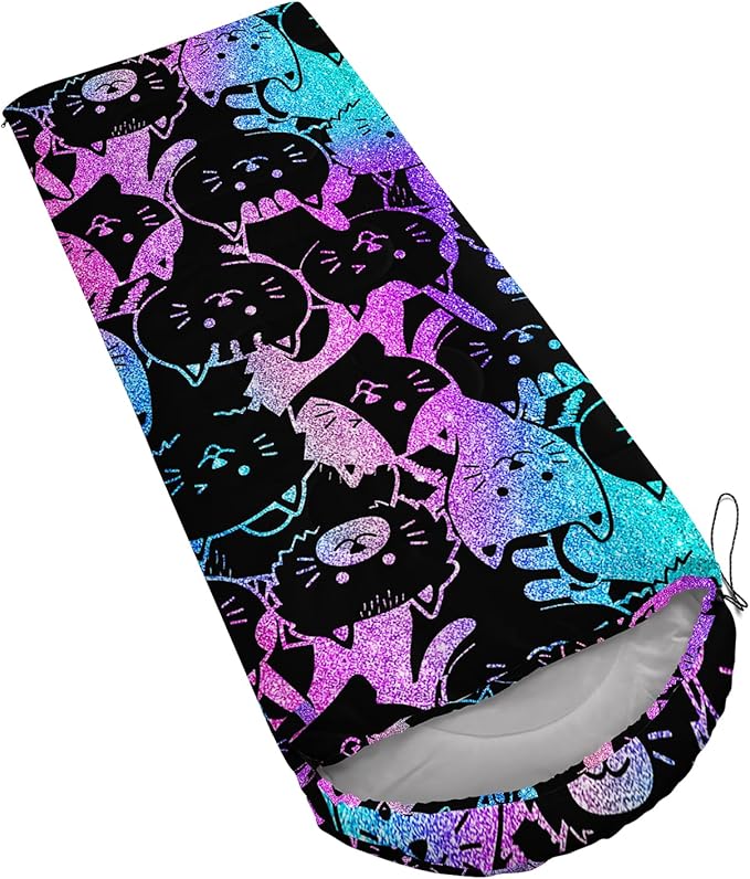 AILONEN Cartoon Fox Camping Sleeping Bag for Boys Girls Adults,Lightweight & Waterproof,3 Season Warm & Cold Weather,Portable,Kawaii Fox Printed Sleeping Bag,Traveling,Camping,Hiking