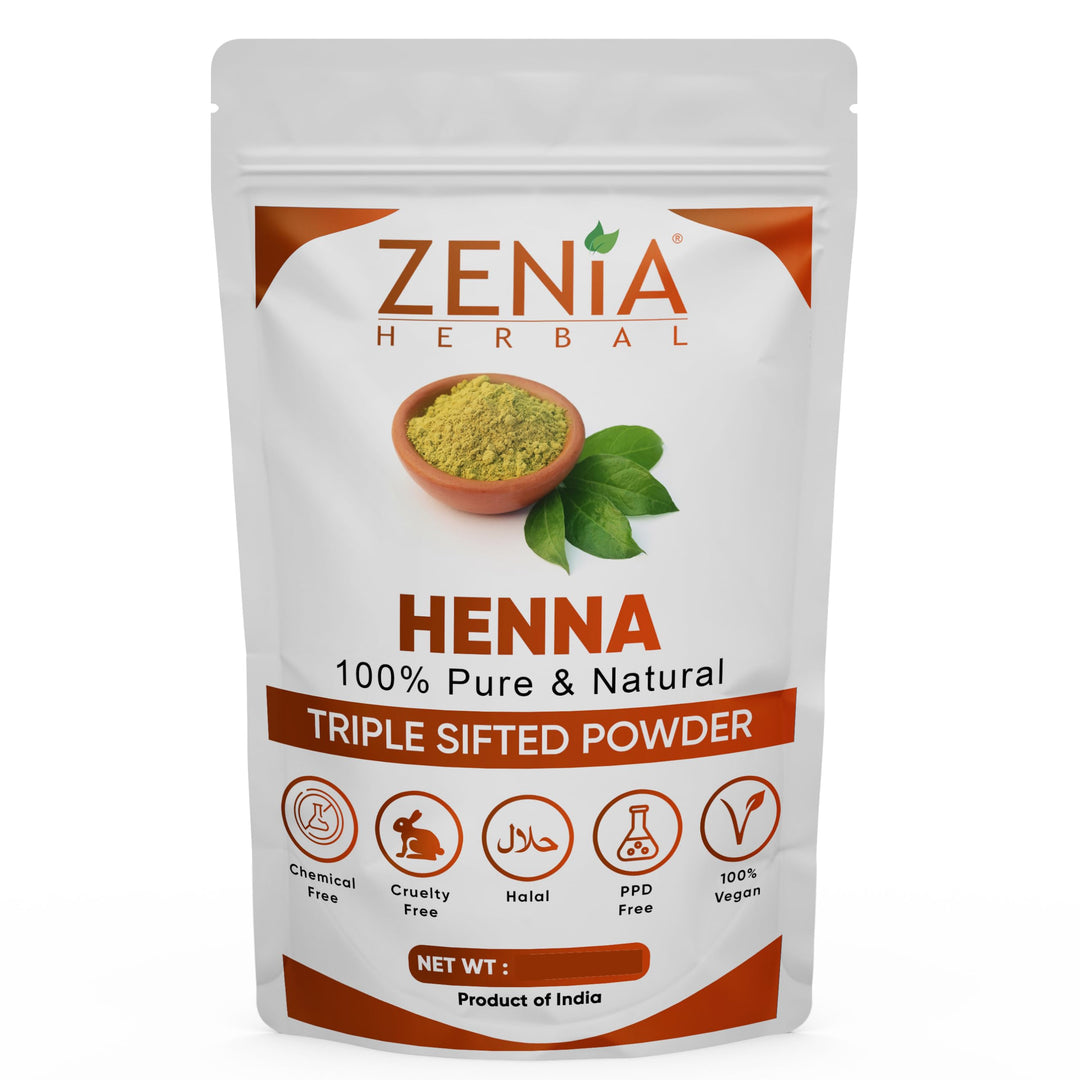 Zenia 100% Pure & Natural Henna Powder (Lawsonia Inermis) | 100 grams (3.5 oz) | Orange-Red Hair Color | Triple Sifted | Fresh from Rajasthan | No Chemicals, No Additives