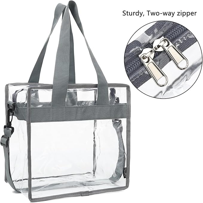 FlowFly Lunch Bag Tote Bag Lunch Organizer Lunch Holder Insulated Lunch Cooler Bag for Women/Men, Clear#Grey, Large