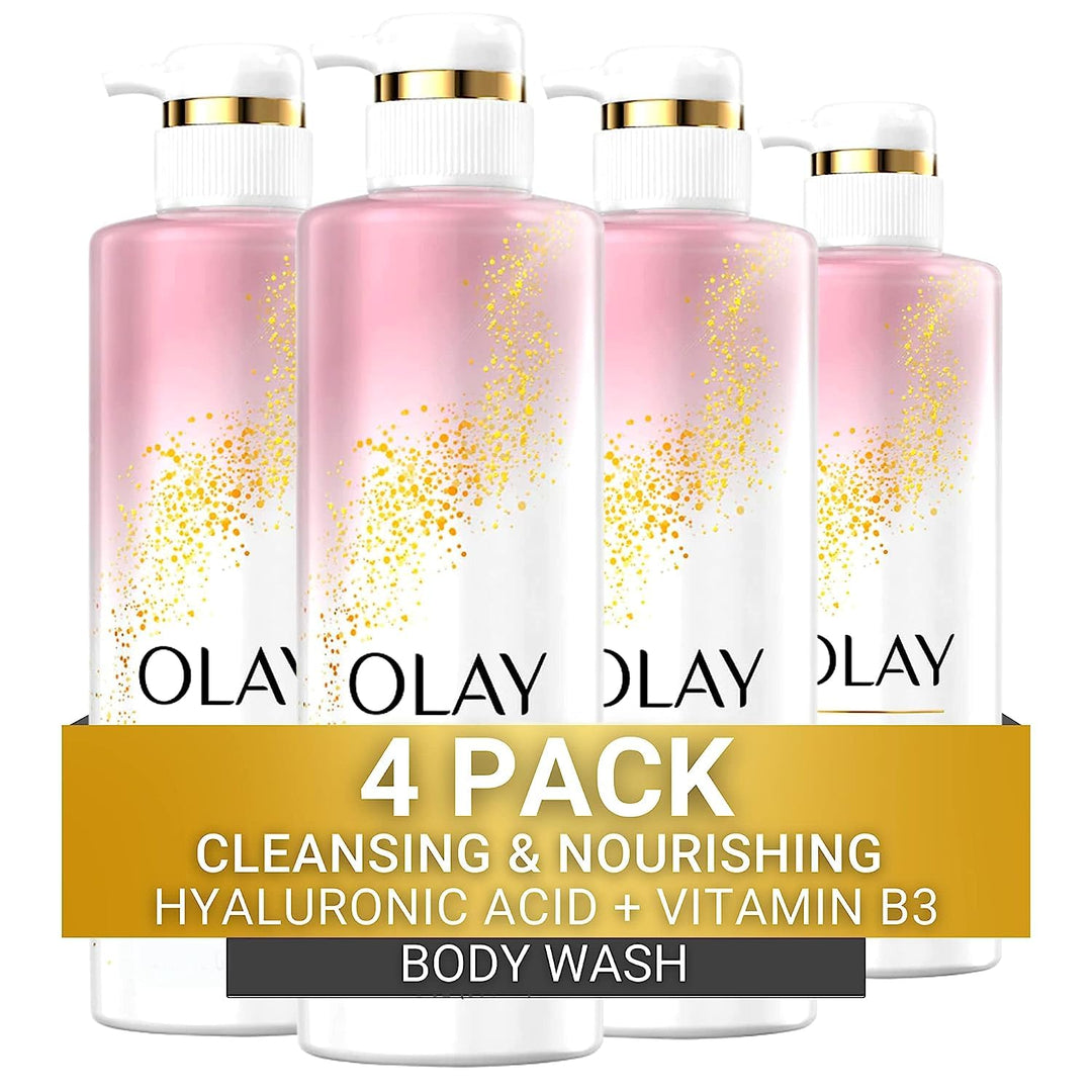Olay Cleansing & Nourishing Body Wash For Women With Hyaluronic Acid & Vitamin B3, 20 Fl Oz (Pack Of 4)