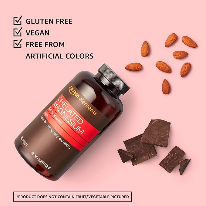 Amazon Elements - Chelated Magnesium, 240 tablets, 270 mg per Serving, as Magnesium Glycinate Chelate, Vegan