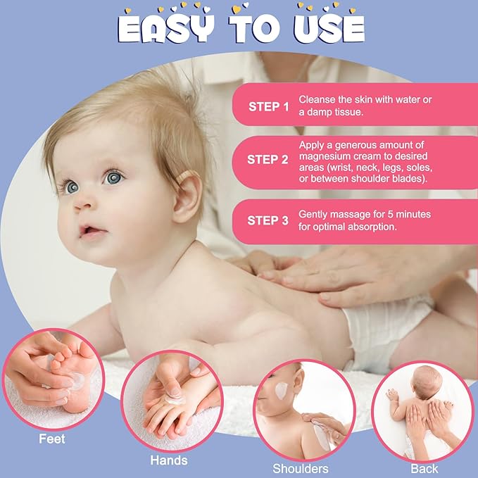 Magnesium Lotion for Kids, Topical Magnesium Cream with Shea Butter, Calendula & Aloe Vera, for Babies, Toddlers & Juniors, Apply to Legs, Arms or Chest, Easy To Absorb - 5.3 oz