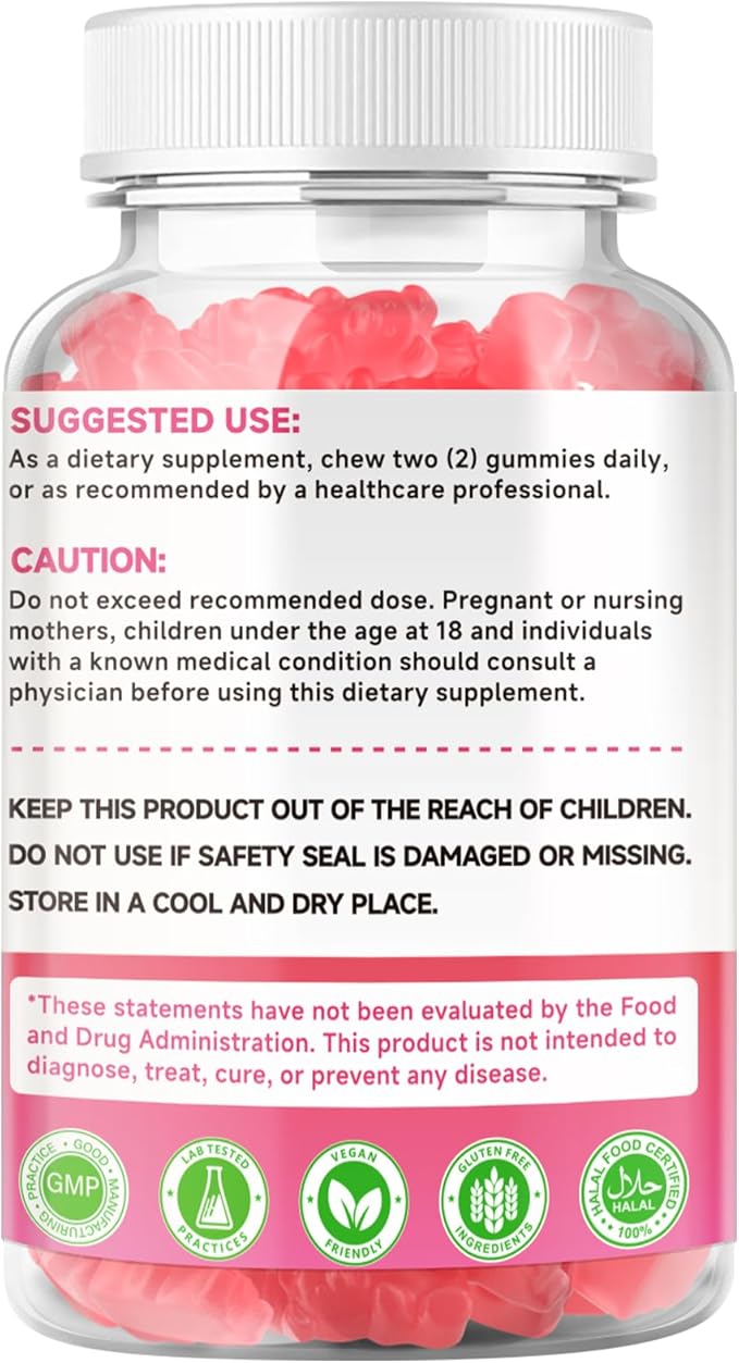 Calcium Citrate Gummies 1000mg w/Vitamin D3, High Absorption Calcium Supplement for Women & Men, Plus Magnesium, Potassium, Zinc for Muscle & Immune, Sugar-Free, Raspberry Flavor, 60 Count