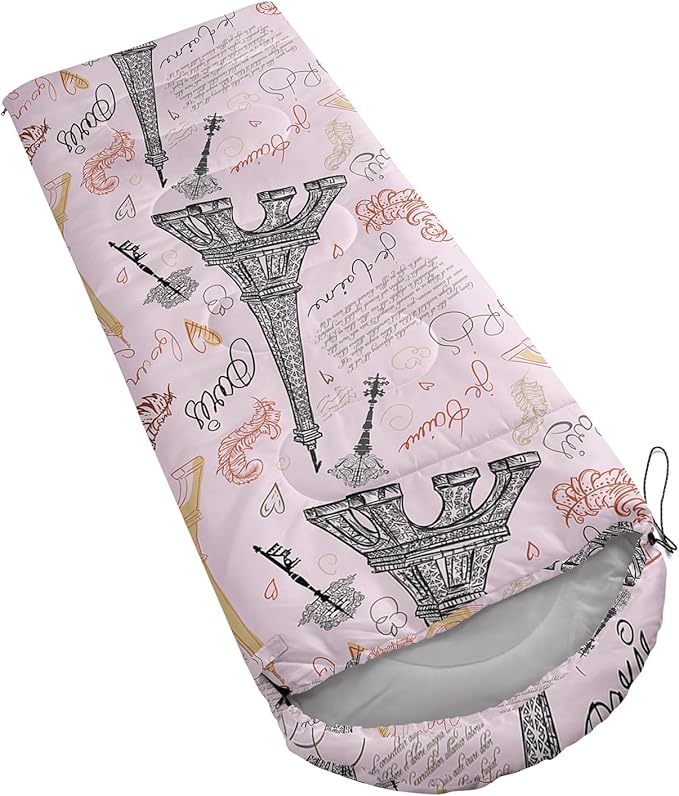 AILONEN Kids Floral Cat Camping Sleeping Bags,Lightweight & Waterproof,3 Season Warm & Cool Weather,Kawaii Kitten Sleeping Bags for Girls Adults,Travelling,Outdoors