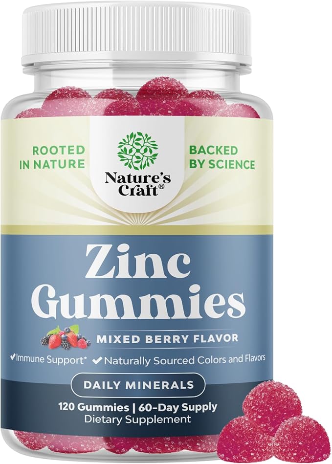 Extra Strength Zinc Gummies for Adults - Chewable Zinc Supplements for Women & Men for Energy & Immune Support - Vitamins & Mineral Supplements - 120 Chews