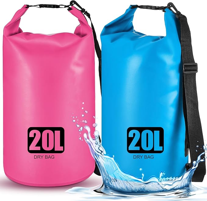 Aliceset 2 Pcs Waterproof Dry Bag 20L/10L Floating Dry Backpack Bags for Travel Pack Waterproof Backpack for Kayaking Rafting Boating Swimming Hiking Fishing(20 L)