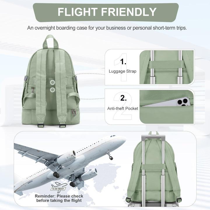 coofay Gym Backpack For Women Men Gym Bag With Shoe Compartment Waterproof Sports Backpack Dance Travel Backpack Green