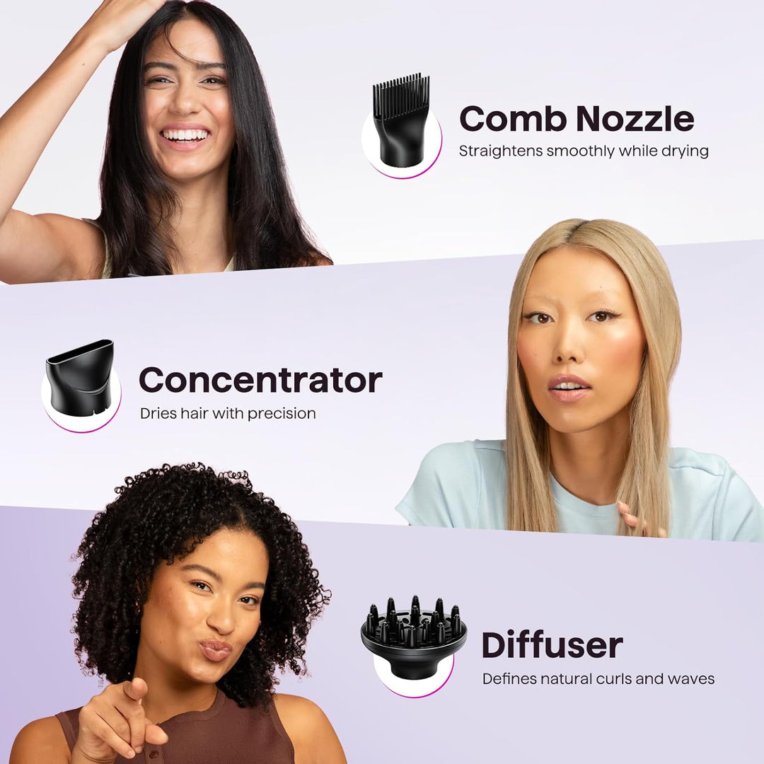 Wavytalk 1875W Ionic Hair Dryer | Diffuser & Comb for Curly Hair | Green