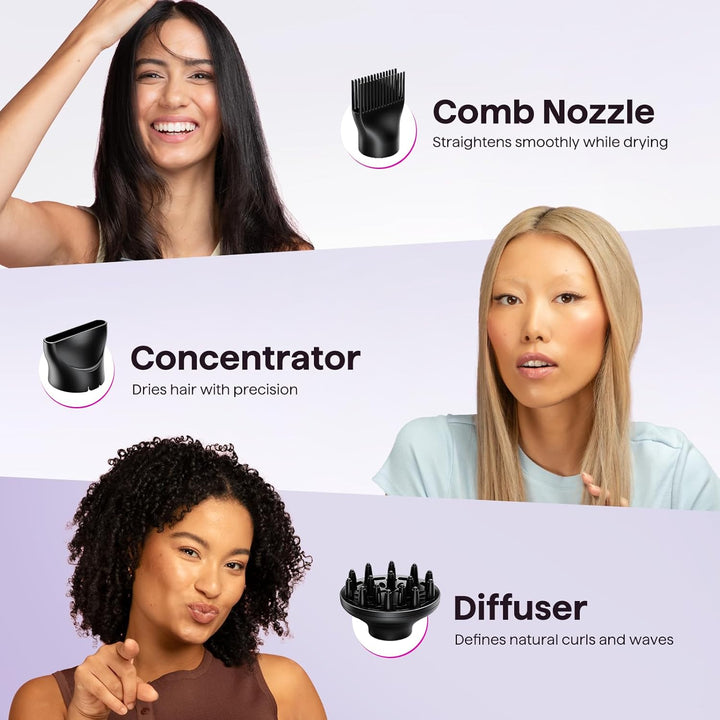 Wavytalk 1875W Ionic Hair Dryer | Diffuser & Comb for Curly Hair | Green