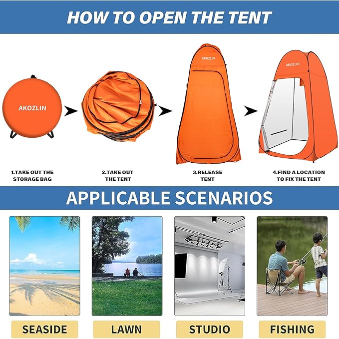 AKOZLIN Portable Pop Up Shower Tent Instant Privacy Dressing Changing Tent Outdoor Shower Room Camp Toilet Tent