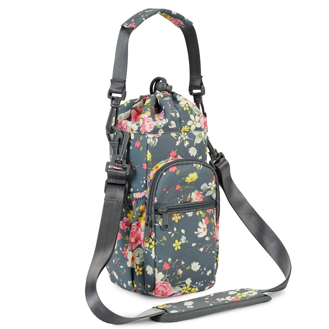 sportsnew Water Bottle Holder with Strap 32oz 40oz Insulated Water Bottle Carrier Sling Bag with Phone Pocket Water Bottle Sleeve for Walking Hiking,Rose, Patent Pending