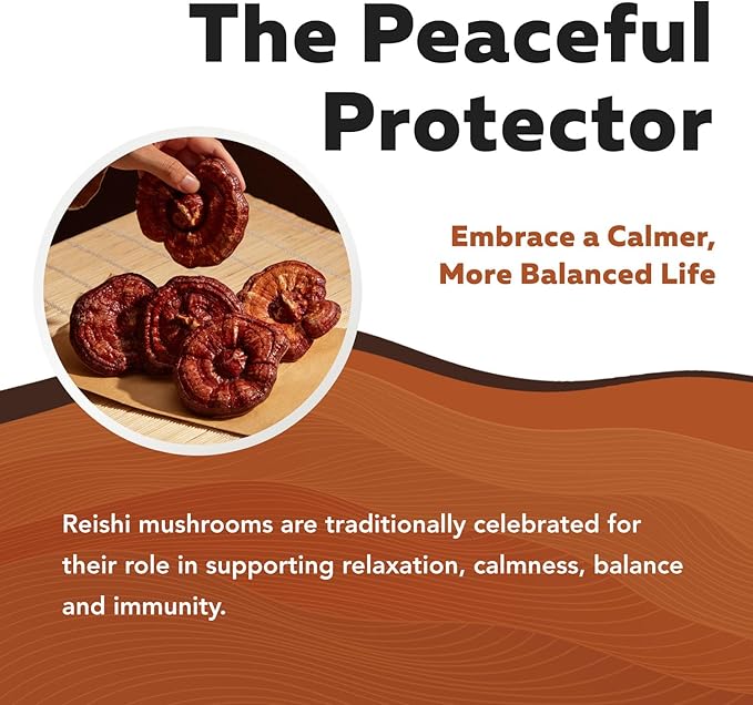 Organic Reishi Mushroom Capsules Extract - 70% Beta Glucans - Highest Active Nutrient Levels, Max Potency, US Grown + Ultrasonic Extraction - Energy, Immunity, Sleep and Stress - 60 Capsules