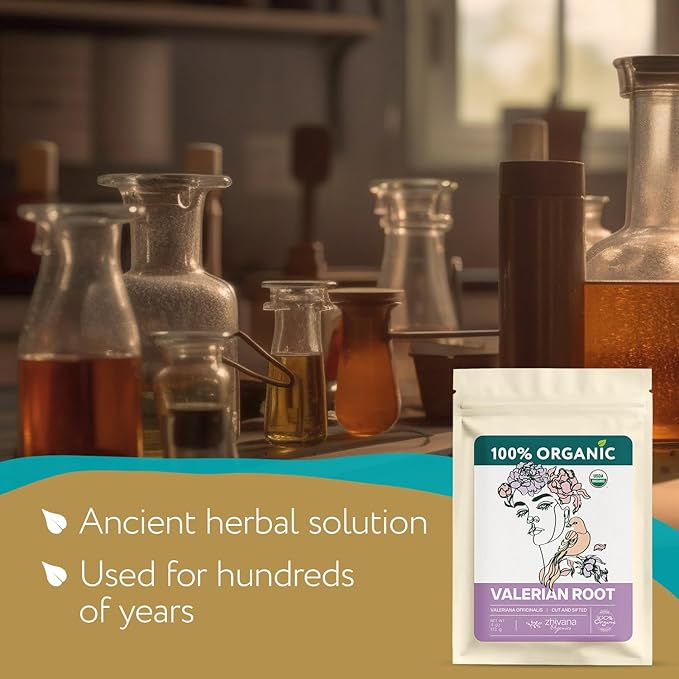 Zhivana Organics Organic Valerian Root Tea (Pack of 2) - Valarian Root Herb - Sleep Longer & Better - Support Nervous System, Lower Stress Levels - 8 Ounces