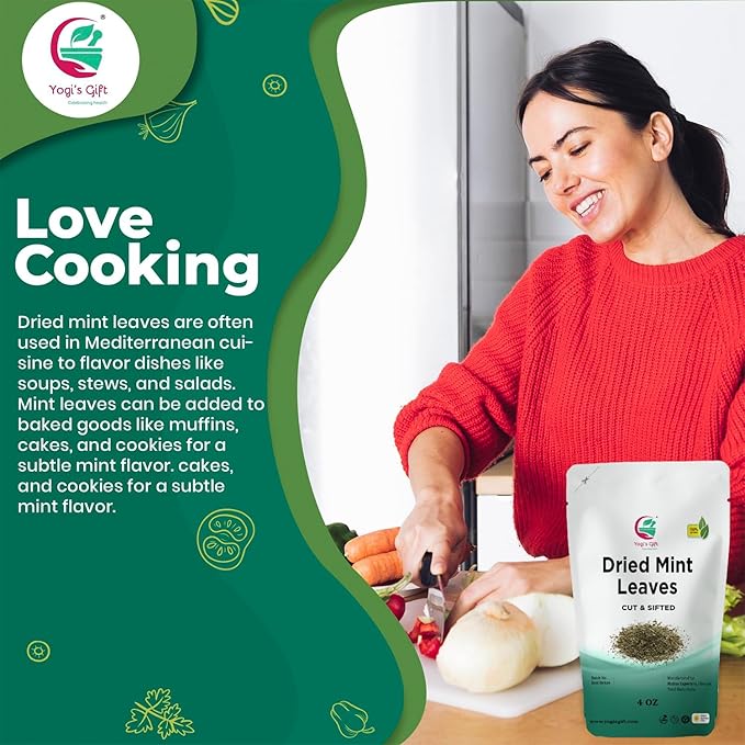 Dried Mint Leaves 4 oz | Peppermint Leaves For Tea & Savoury | Non-GMO, Ethically Sourced, Cut & Sifted | Bulk Tea Loose Leaf - Yogi’s Gift®