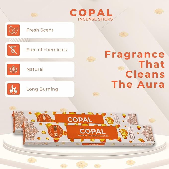 Copal Incense Sticks - Total 40 Insence-Sticks - Dual Pack of 20 Insense - Inciensos - Inscents - Natural Non Toxic Ingredients - Incents - Incence - Inscense - Insents