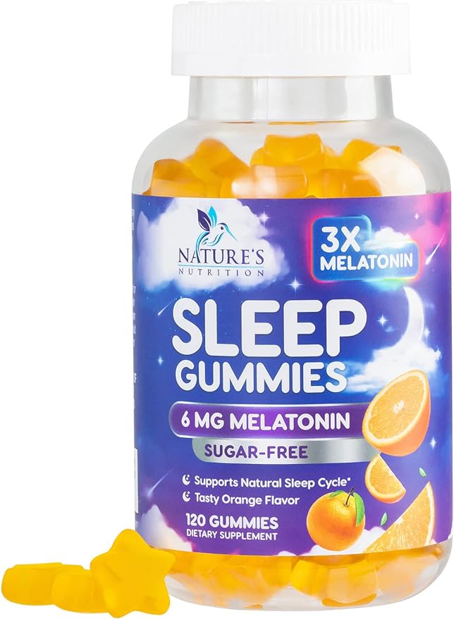 Melatonin Sleep Gummies Sugar Free - 6 mg Natural Melatonin Sleep Gummies for Adults, Extra Strength Sleep Gummy Supplements, Occasional Sleeping Support Supplement, Gomitas para Dormir - 120 Gummies