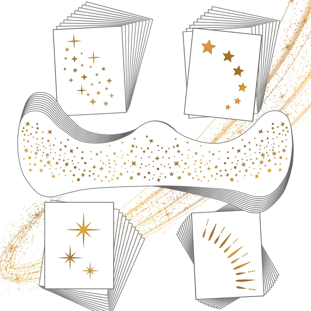 20 Pcs Gold Face Makeup Patches, Glitter Freckles Face Tattoo for Teenagers & Young Women, Sparkle Freckles Makeup Patches, Waterproof Face Glitter Freckles for for Christmas(Gold)