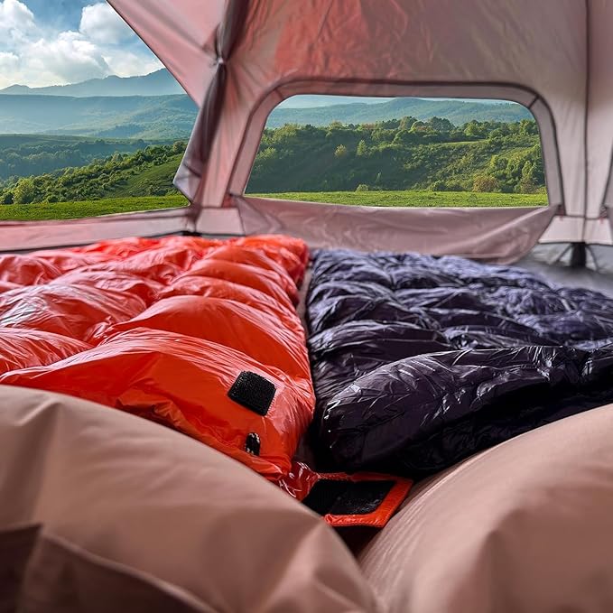 ShinHye Ultralight Sleeping Bag for Adults - 500g Premium Duck Down Waterproof & Compressible, 3 Season Backpacking Camping 40-59℉, Compact Lightweight Sleeping Bag with Compression Sack