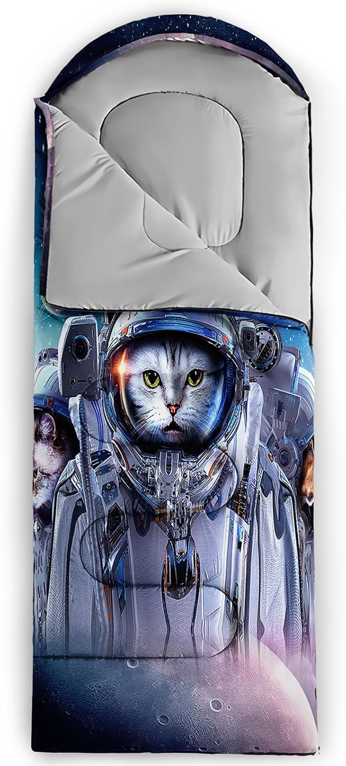 AILONEN Boys Sports Camping Sleeping Bags,Lightweight & Waterproof,3 Season Warm & Cool Weather,Black Player Basketball Sleeping Bags for Kids Adults,Travelling,Outdoors