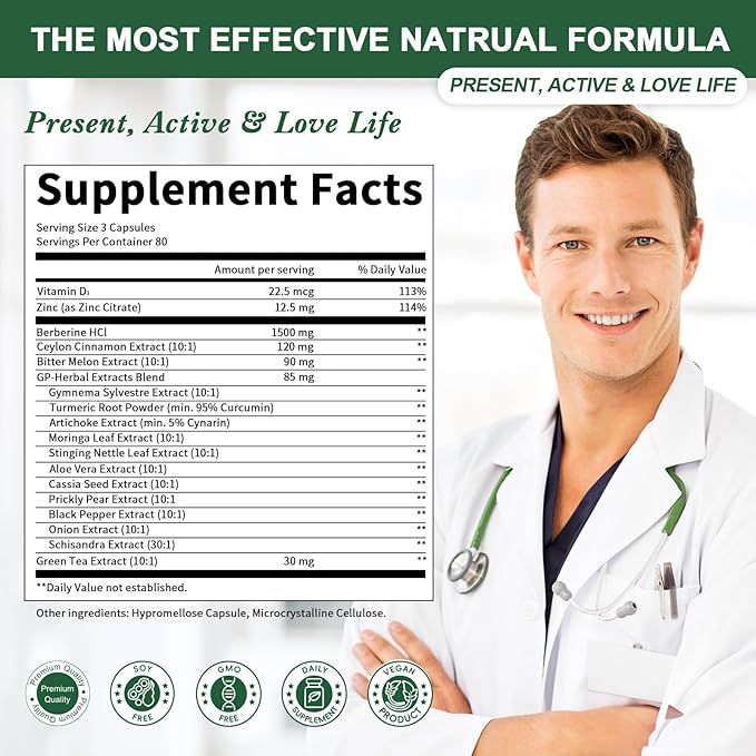 Berberine Supplement with Ceylon Cinnamon - 120 Count Berberine 1500mg Berberine HCL Capsules with Bitter Melon/Artichoke Extracts & Natural Herbs for Immune Support 2 Pack