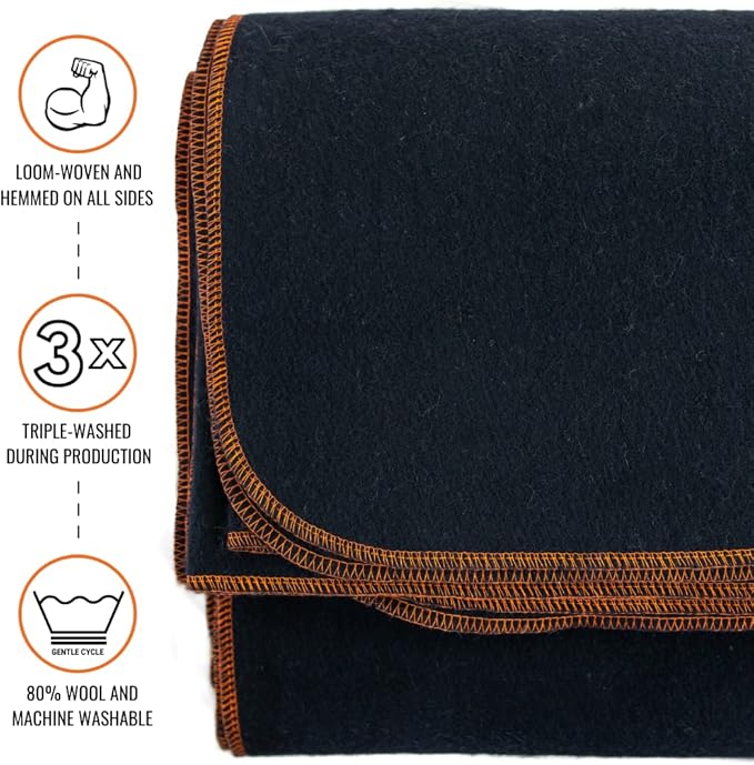 Arcturus Military Wool Blanket - Warm, Thick, Washable - Great for Outdoors, Camping, Stadium Blanket, Picnics, Travel - Car & Bushcraft Survival Kits, Large 64in x 88in 4.5 lb