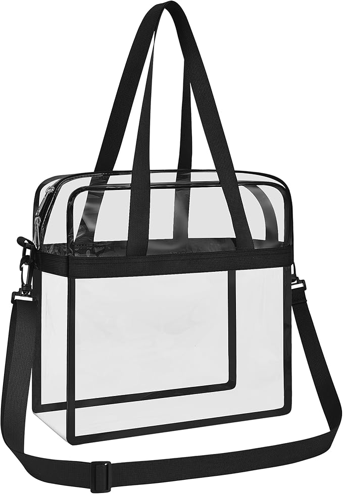 USPECLARE Clear Tote Stadium Approved, Security Travel & Gym Clear Bag for Work Sports Games Concerts