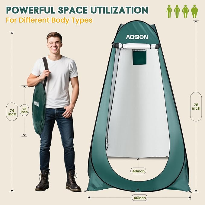 AOSION Privacy Shower Tent,Pop Up Changing Tent,Camp Bathroom Changing Dressing Room,Sun Sunshade Canopy Outdoor Rain Shelter for Camping Hiking Beach Picnic Fishing.
