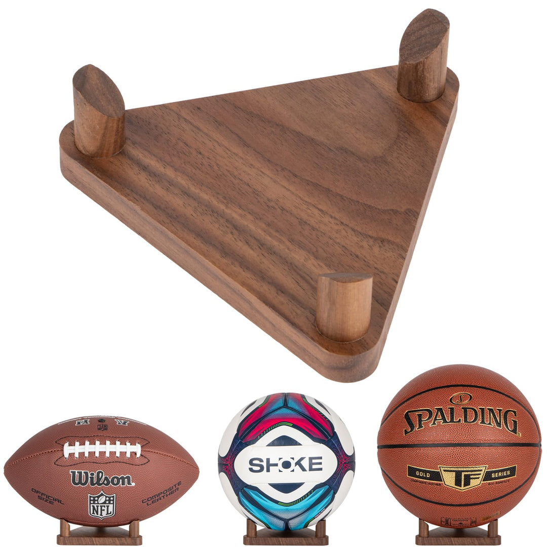 PUERSI Ball Stand Ball Display Stand for Football Basketball Soccer Volleyball, Ball Holder Walnut