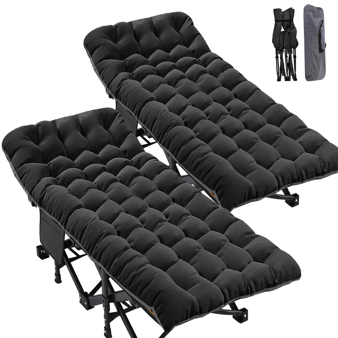 ABORON 2Pack Oversized XXL Folding Camping Cot W/Mat for Adults, 78" L x 32" W x 18" H,Heavy Duty Outdoor Bed with Carry Bag,1200 D Layer Oxford Travel Camp Cots