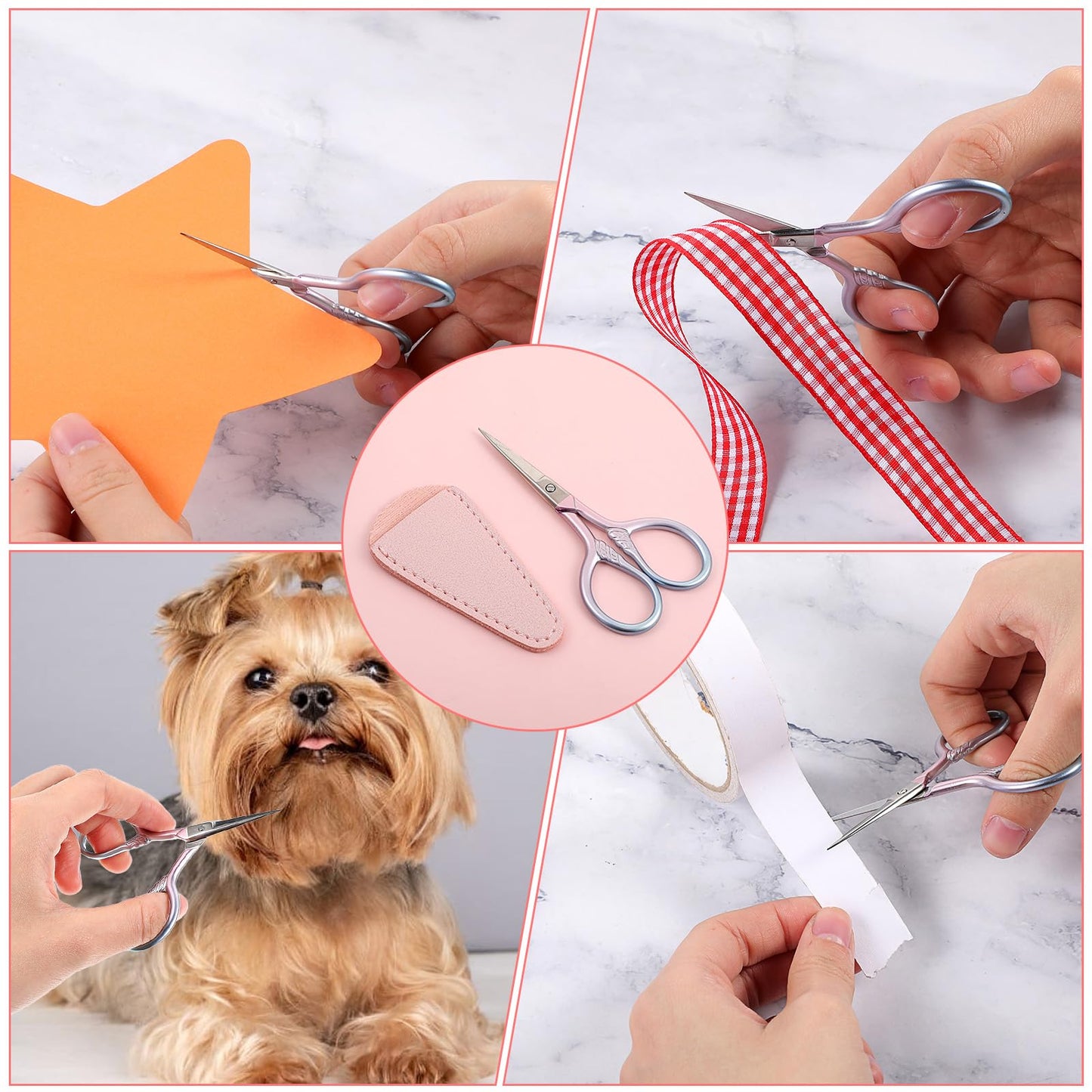 2Pcs Eyebrow Scissors Small Brow Trimmer Scissor Eye Brow Scissors Small Nose Hair Scissor Facial Hair Mini Grooming Scissors Stainless Steel Pointed for Eyelash Lash Mustache Manicure Beauty Cosmetic