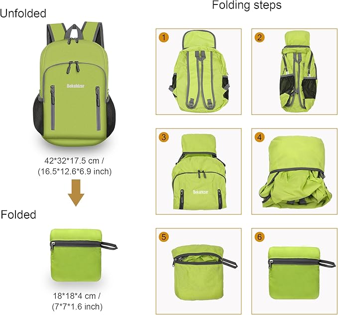 20L Lightweight Foldable Backpack, Small Hiking Daypack for Men Women
