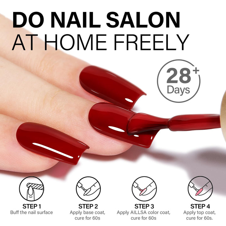AILLSA Red Gel Nail Polish Dark Cherry Burgundy Gel Polish Winter Blood Color Gel Polish Garnet Carmine Opaque Nails Soak Off U V Gel Polish Manicure Salon at Home Christmas Gifts 0.51 Fl Oz/GF03