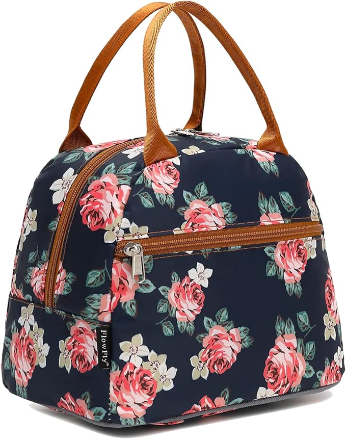 FlowFly Insulated Lunch Cooler Bag - Tote Bag Organizer for Women/Men, Rose