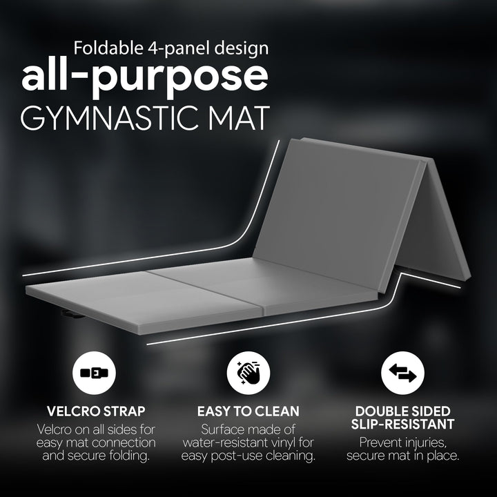 BalanceFrom Fitness GoGym 4' x 10' x 2" All Purpose Folding Exercise Gym Mat for Yoga, Aerobics, Pilates, Martial Arts, and Full Body Workouts, Gray