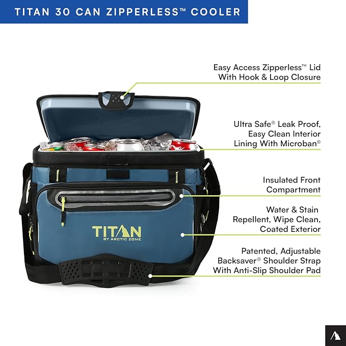 Arctic Zone Titan Deep Freeze Cooler - Zipperless Hardbody Cooler - Small & Large Capacity- Beach & Camping Cooler - Deep Freeze Insulation, HardBody Liner, and SmartShelf