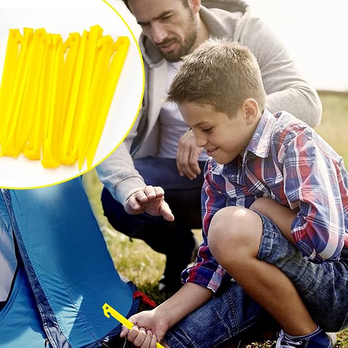 36Pcs 9 Inches Plastic Tent Stakes Halloween Christmas Inflatable Camping Yard Tent Stakes Replacement Light Safe Tent Stakes Heavy Duty Canopy Anchoring Pegs for Lawn Sand Ground Garden Decorations