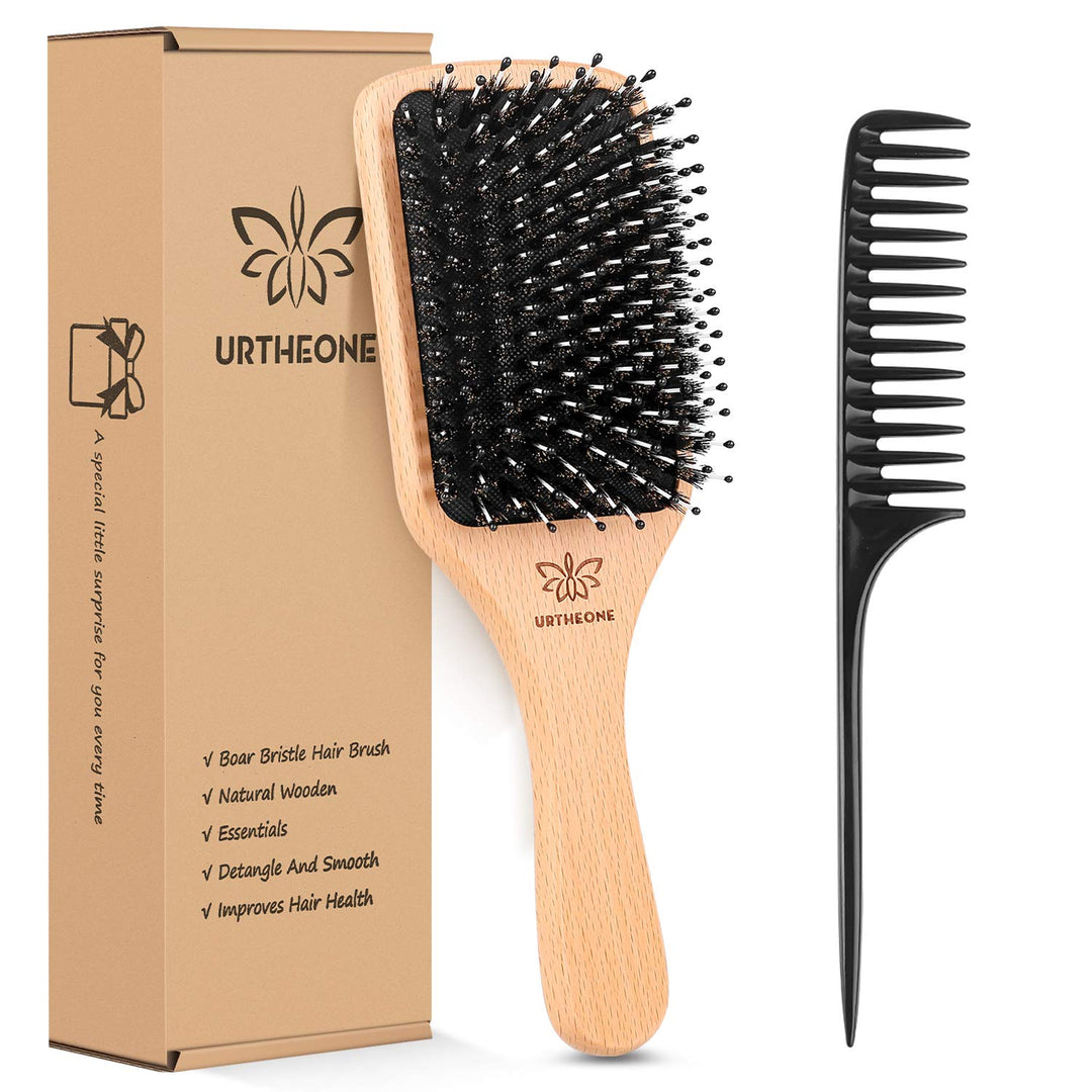Hair Brush Boar Bristle Hairbrush For Thick Curly Thin Long Short Wet Or Dry Hair Adds Shine And Makes Hair Smooth, Best Paddle