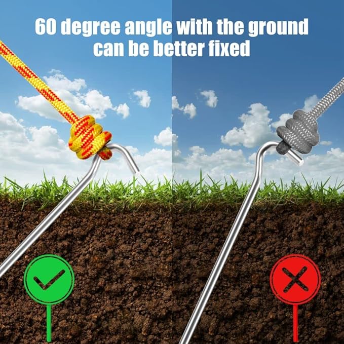 20PCS Aluminum Tent Stakes Pegs with Hooks, Camping Tent Stakes for Outdoor Travel, Professional Ground Stakes for Outdoor Camping, Hard and Light Tent Pegs, Specially Designed for Camping