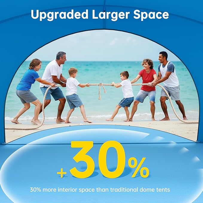 Beach Tent Sun Shelter, Beach Shade Tent with UPF50+ UV Protection, Beach Sun Shelter, Beach Shade with 2 Zippered Doors, Portable Beach Tent for Beach Camping Fishing