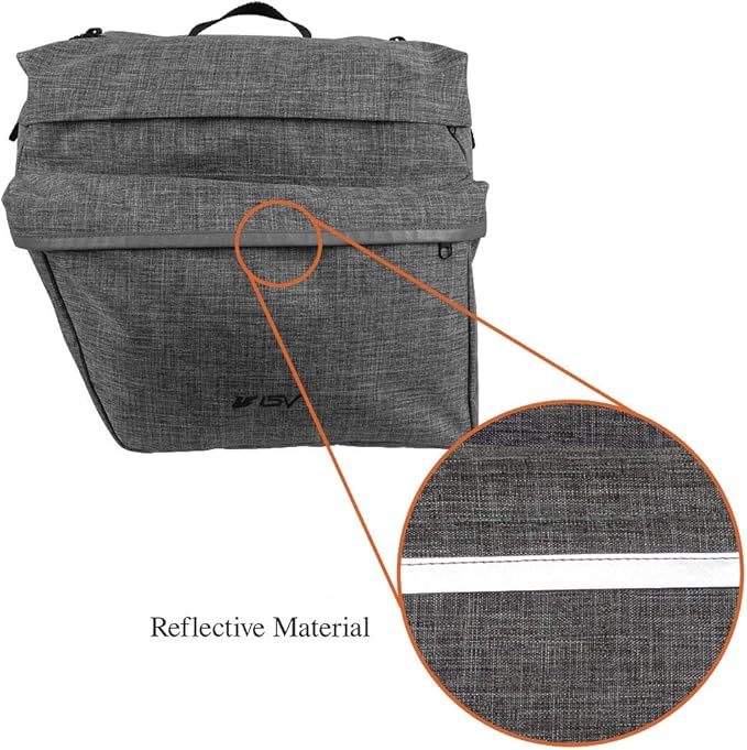 BV Bike Panniers 26L With Adjustable Hooks, Commuter Panniers For Bicycles With Carrying Handle, Bag With 3M Reflective Trim For More Visibility, Fit Most Rack