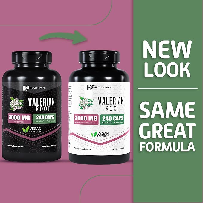 Valerian Root Capsules, Extract 3000mg | 240 Vegan Capsules | High Potency | Gluten-Free | Non-GMO
