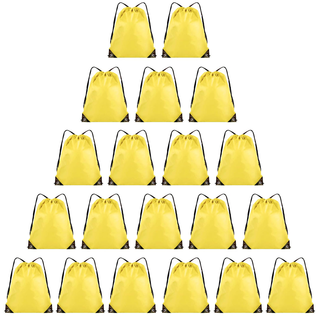 Grneric 20 Pieces Drawstring Backpack Bulk Cinch Sackpack Ployster Drawstring Bags for Gym Party Trip(Yellow)