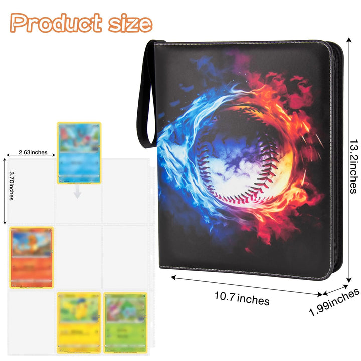 MaoKea Card Binder For Card 4-Pocket Sleeves with 440 Cards Holder,Game Collection Binder Card Holder Of Fit for TCGcard album,game card Yugioh Trading Sports Cards (9 Pocket Baseball 2)