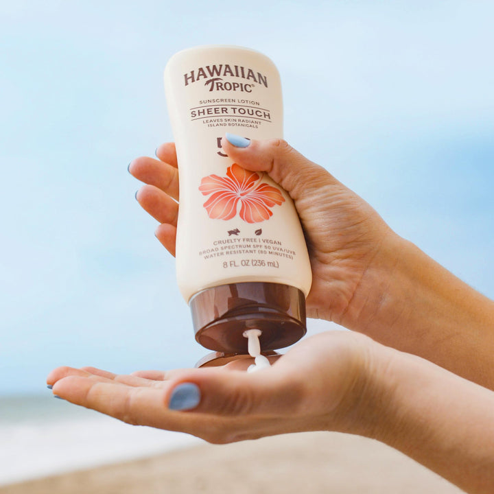 Hawaiian Tropic Sheer Touch Ultra Radiance Lotion Sunscreen SPF 50, 8oz | Hawaiian Tropic Sunscreen SPF 50, Sunblock, Broad Spectrum, Oxybenzone-Free, 8oz