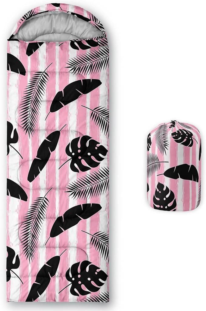 AILONEN Kids Floral Cat Camping Sleeping Bags,Lightweight & Waterproof,3 Season Warm & Cool Weather,Kawaii Kitten Sleeping Bags for Girls Adults,Travelling,Outdoors